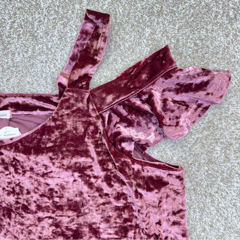 NEW Self Esteem Velvet Cold Shoulder Top Rose Gold Pink Womens size 3X - Picture 3 of 14